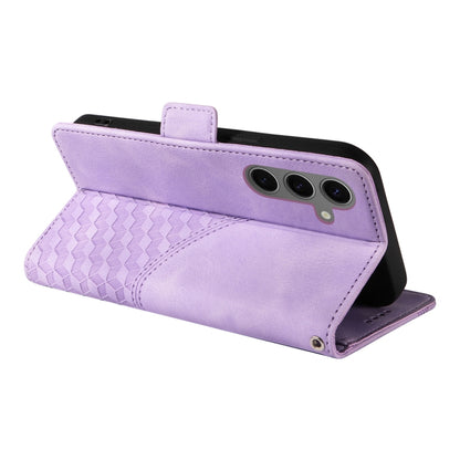 For Samsung Galaxy S25+ / S24+ 5G ENKAY Embossed Rhombus Starry Leather Phone Case with Screen Film(Purple) - Galaxy S24+ 5G Cases by ENKAY | Online Shopping South Africa | PMC Jewellery | Buy Now Pay Later Mobicred