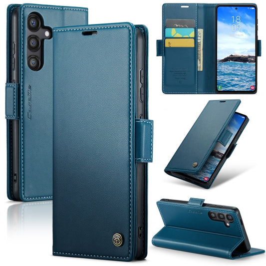 For Samsung Galaxy S24 FE 5G CaseMe 023 Butterfly Buckle Litchi Texture RFID Anti-theft Leather Phone Case(Blue) - Galaxy S24 FE 5G Cases by CaseMe | Online Shopping South Africa | PMC Jewellery | Buy Now Pay Later Mobicred