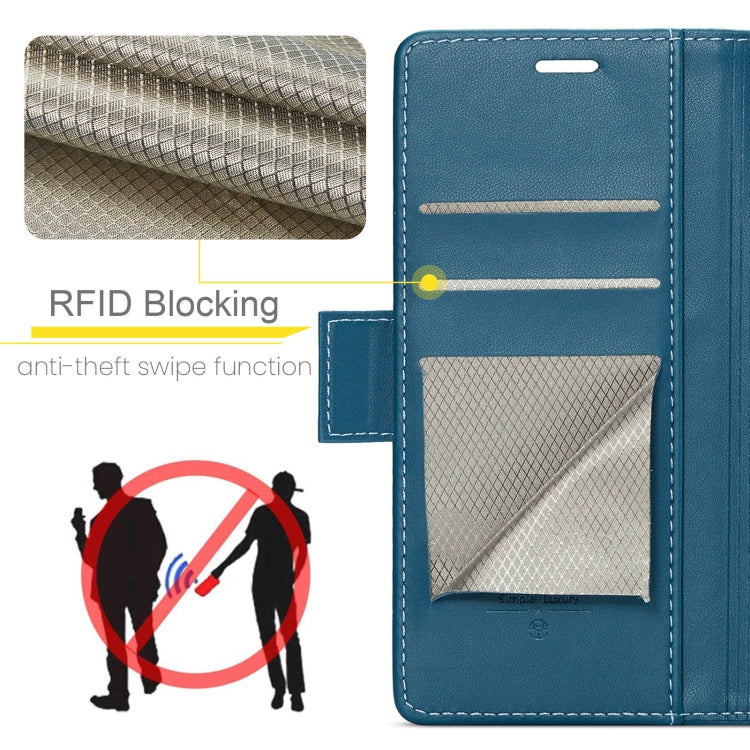 For Samsung Galaxy S24 FE 5G CaseMe 023 Butterfly Buckle Litchi Texture RFID Anti-theft Leather Phone Case(Blue) - free shipping - PMC Jewellery - Order now!