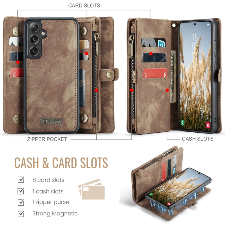 For Samsung Galaxy S24 FE 5G CaseMe 008 Detachable Multifunctional Leather Phone Case(Brown) - free shipping - PMC Jewellery - Order now!