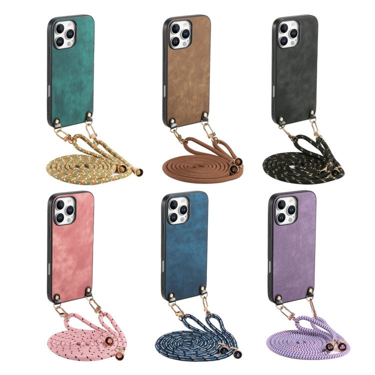 For  iPhone 16e Vintage Leather PC Back Cover Phone Case with Crossbody Strap(Brown) - iPhone 16e Cases by PMC TechLife | Online Shopping South Africa | PMC TechLife | Buy Now Pay Later Mobicred