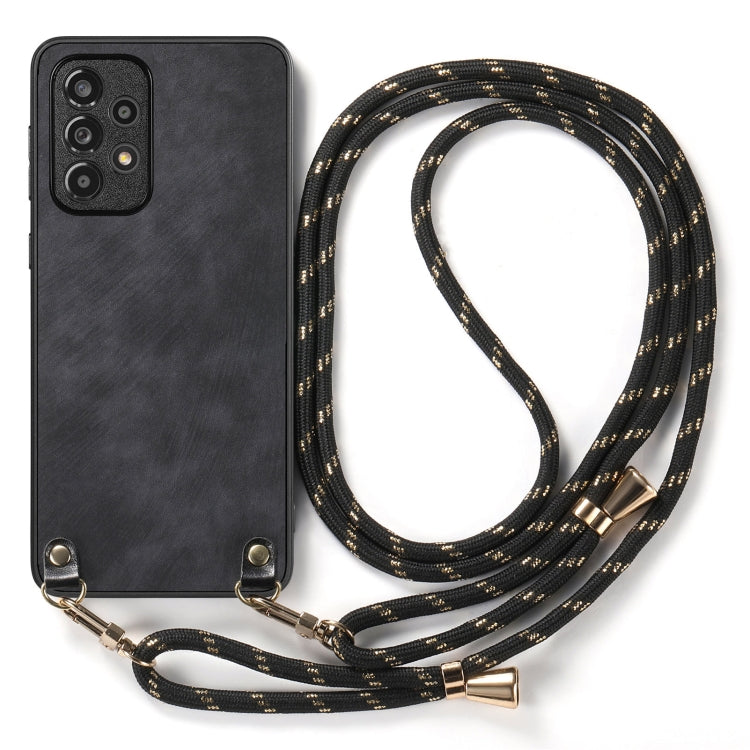For Samsung Galaxy S25 Ultra 5G Vintage Leather PC Back Cover Phone Case with Crossbody Strap(Black) - Galaxy S25 Ultra 5G Cases by PMC Jewellery | Online Shopping South Africa | PMC Jewellery | Buy Now Pay Later Mobicred