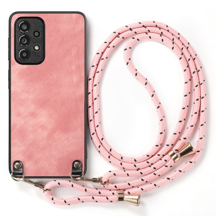 For Samsung Galaxy S25 Ultra 5G Vintage Leather PC Back Cover Phone Case with Crossbody Strap(Pink) - Galaxy S25 Ultra 5G Cases by PMC Jewellery | Online Shopping South Africa | PMC Jewellery | Buy Now Pay Later Mobicred