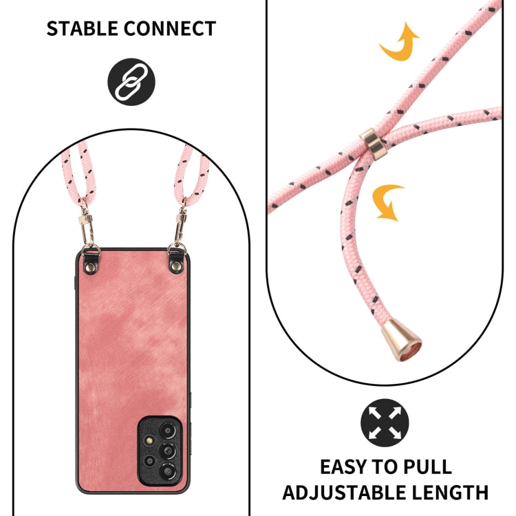 For Samsung Galaxy S25 Ultra 5G Vintage Leather PC Back Cover Phone Case with Crossbody Strap(Pink) - Galaxy S25 Ultra 5G Cases by PMC Jewellery | Online Shopping South Africa | PMC Jewellery | Buy Now Pay Later Mobicred
