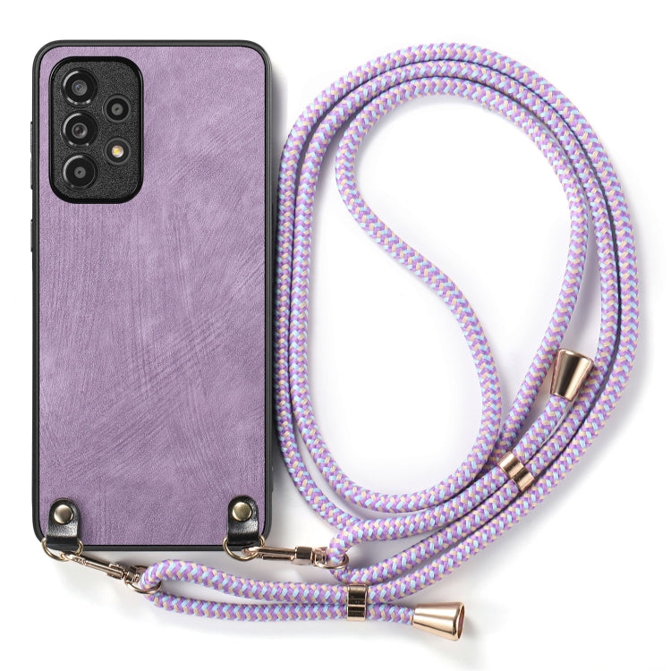 For Samsung Galaxy S25 Ultra 5G Vintage Leather PC Back Cover Phone Case with Crossbody Strap(Purple) - Galaxy S25 Ultra 5G Cases by PMC Jewellery | Online Shopping South Africa | PMC Jewellery | Buy Now Pay Later Mobicred