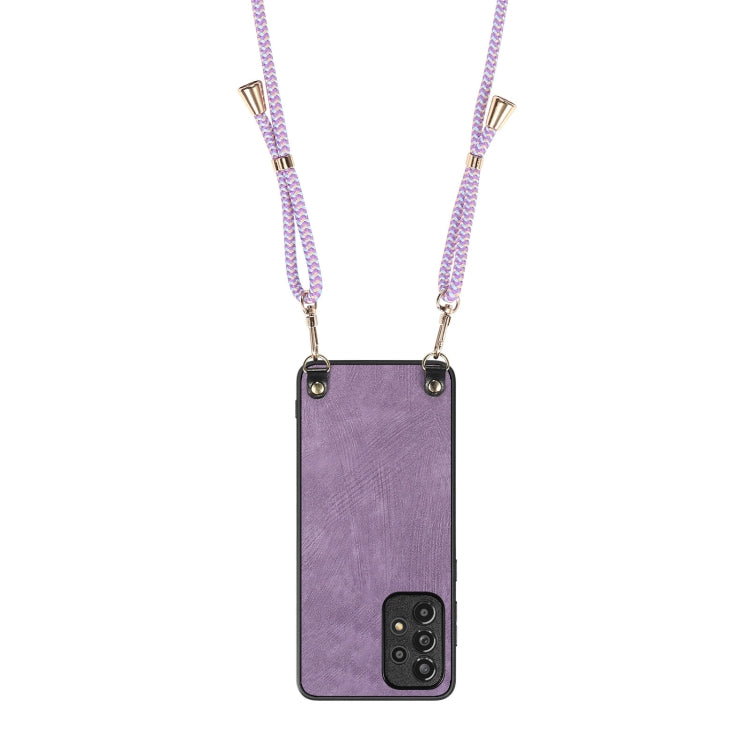 For Samsung Galaxy S25 Ultra 5G Vintage Leather PC Back Cover Phone Case with Crossbody Strap(Purple) - Galaxy S25 Ultra 5G Cases by PMC Jewellery | Online Shopping South Africa | PMC Jewellery | Buy Now Pay Later Mobicred