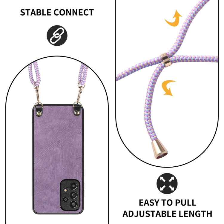 For Samsung Galaxy S25 Ultra 5G Vintage Leather PC Back Cover Phone Case with Crossbody Strap(Purple) - Galaxy S25 Ultra 5G Cases by PMC Jewellery | Online Shopping South Africa | PMC Jewellery | Buy Now Pay Later Mobicred