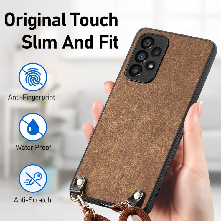 For Samsung Galaxy S25 Ultra 5G Vintage Leather PC Back Cover Phone Case with Crossbody Strap(Brown) - Galaxy S25 Ultra 5G Cases by PMC Jewellery | Online Shopping South Africa | PMC Jewellery | Buy Now Pay Later Mobicred