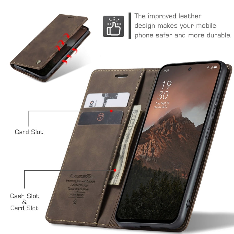 For OPPO Reno12 F /12 FS 5G CaseMe 013 Multifunctional Horizontal Flip Leather Phone Case(Coffee) - Reno12 F Cases by CaseMe | Online Shopping South Africa | PMC Jewellery | Buy Now Pay Later Mobicred