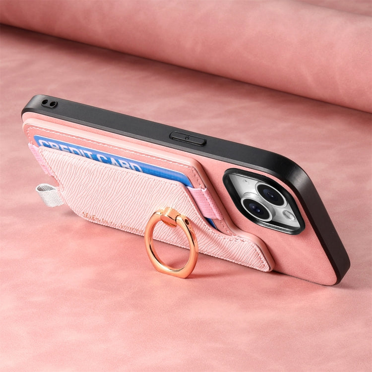 For Motorola Moto G 5G 2024 Retro Magsafe Cross Leather Ring Holder Card Bag Phone Case(Pink) - Motorola Cases by PMC Jewellery | Online Shopping South Africa | PMC Jewellery | Buy Now Pay Later Mobicred