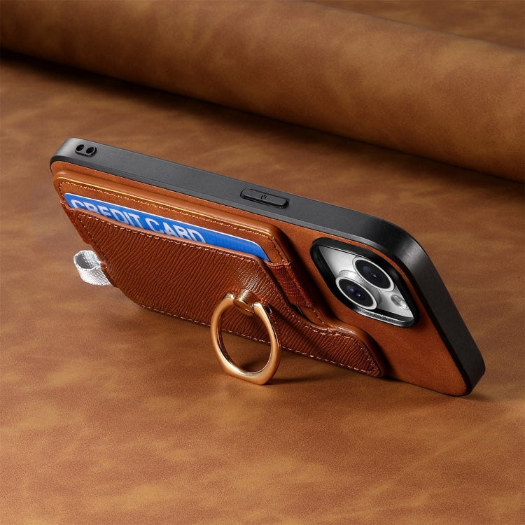 For Motorola Moto G 5G 2024 Retro Magsafe Cross Leather Ring Holder Card Bag Phone Case(Brown) - Motorola Cases by PMC Jewellery | Online Shopping South Africa | PMC Jewellery | Buy Now Pay Later Mobicred