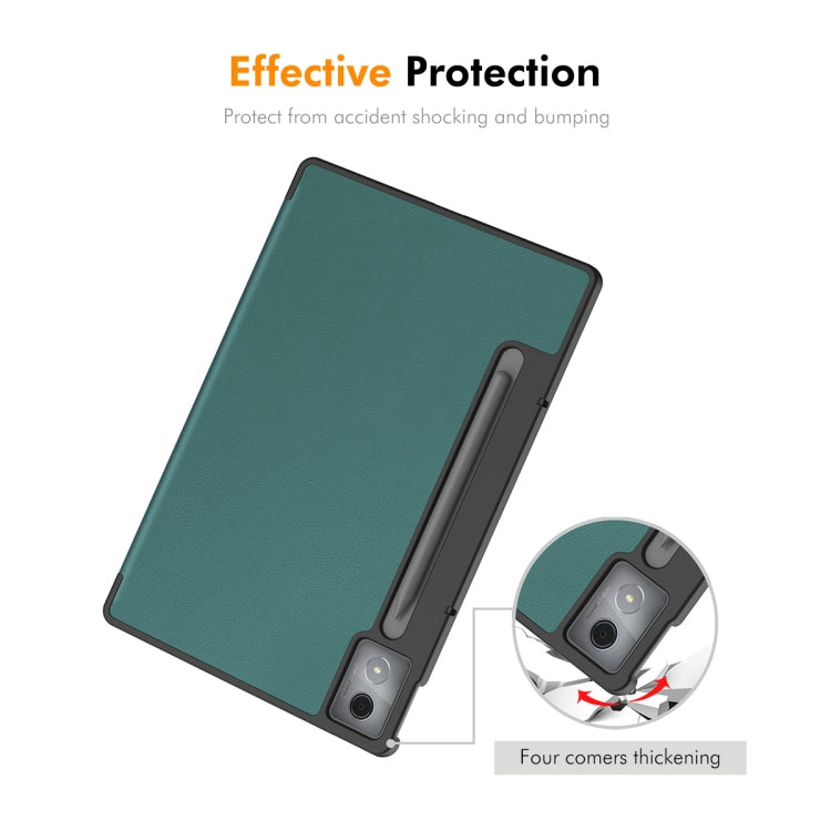 For Samsung Galaxy Tab S10 Ultra / S9 Ultra ENKAY Tri-fold Custer Texture Plastic Leather Smart Tablet Case with Pen Slot(Grey) - free shipping - PMC Jewellery - Order now!