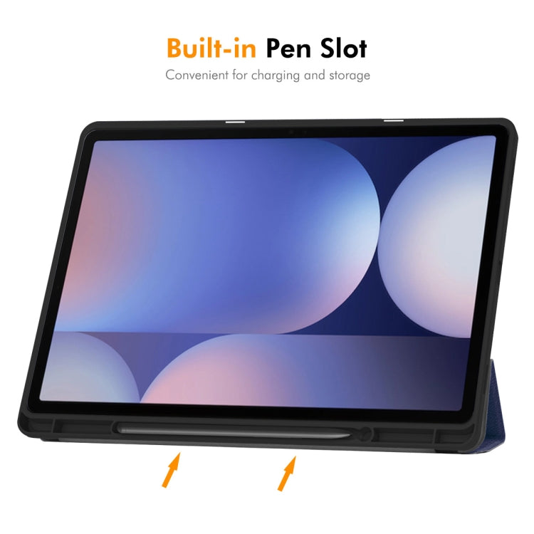 For Samsung Galaxy Tab S10+ / S9+ / S9 FE+ ENKAY Tri-fold Custer Texture TPU Leather Smart Tablet Case with Pen Slot(Grey) - free shipping - PMC Jewellery - Order now!