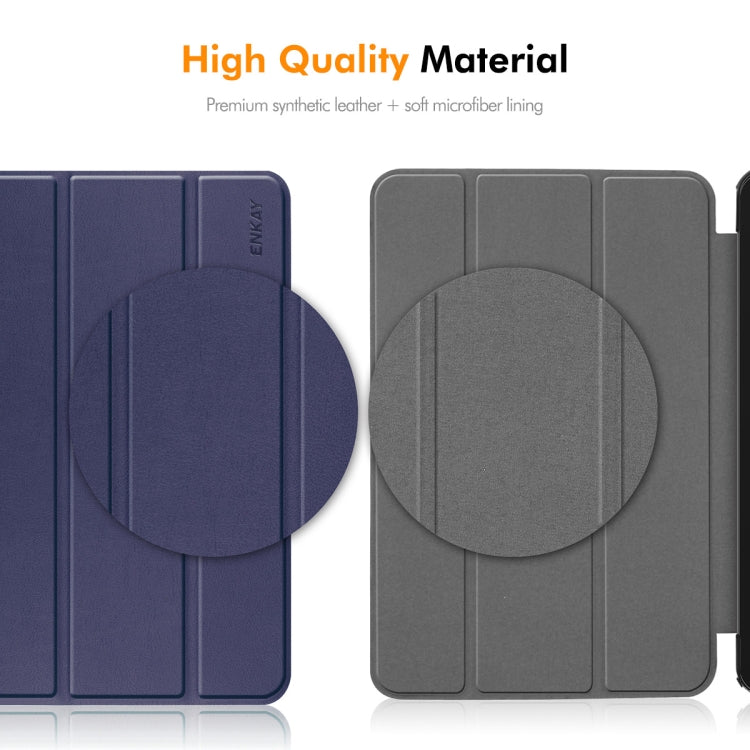 For Samsung Galaxy Tab S10 Ultra / S9 Ultra ENKAY Tri-fold Custer Texture TPU Leather Smart Tablet Case with Pen Slot(Grey) - free shipping - PMC Jewellery - Order now!