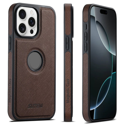 For iPhone 16 Pro Max Suteni G1 Cross Texture MagSafe Phone Case(Brown) - iPhone 16 Pro Max Cases by Suteni | Online Shopping South Africa | PMC Jewellery | Buy Now Pay Later Mobicred