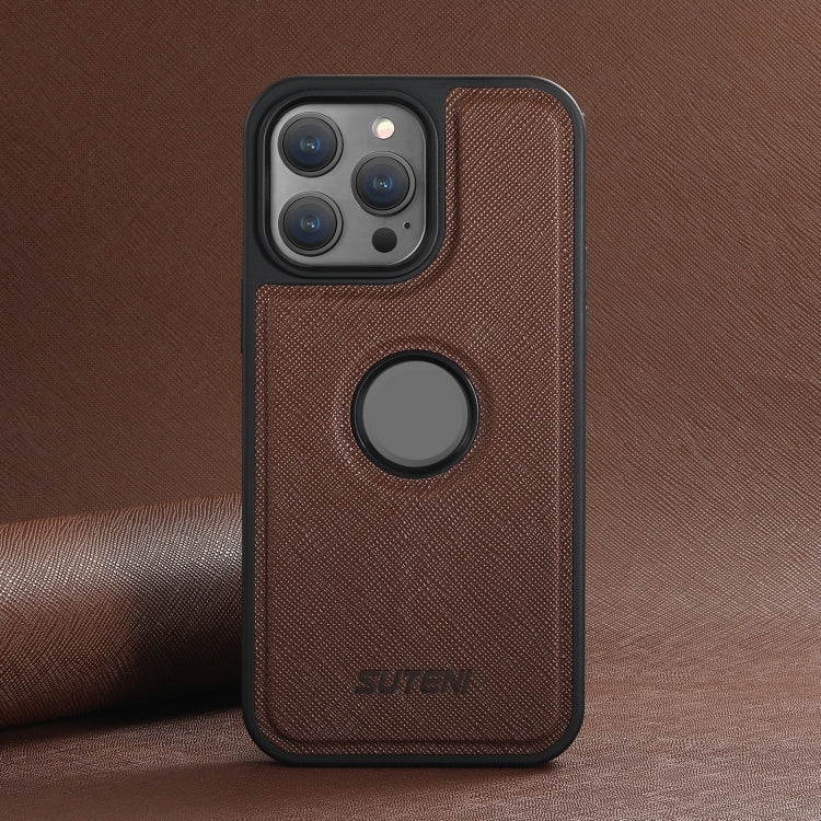 For iPhone 16 Pro Max Suteni G1 Cross Texture MagSafe Phone Case(Brown) - iPhone 16 Pro Max Cases by Suteni | Online Shopping South Africa | PMC Jewellery | Buy Now Pay Later Mobicred