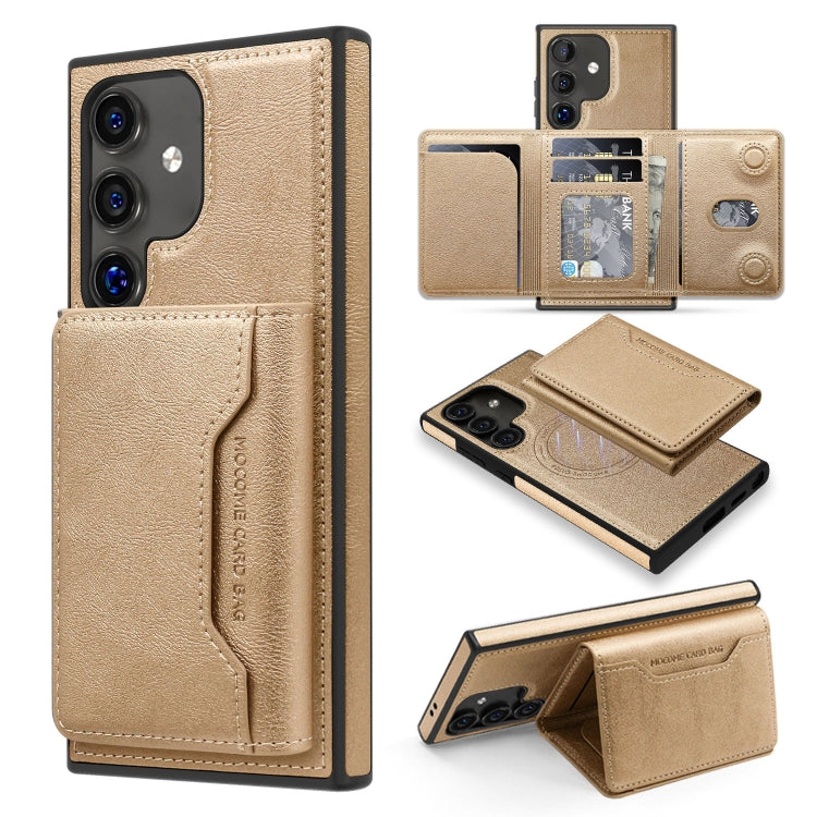 For Samsung Galaxy S25 5G Shield Multi-functional MagSafe Card Bag Phone Case(Desert Gold) - Galaxy S25 5G Cases by PMC Jewellery | Online Shopping South Africa | PMC Jewellery | Buy Now Pay Later Mobicred