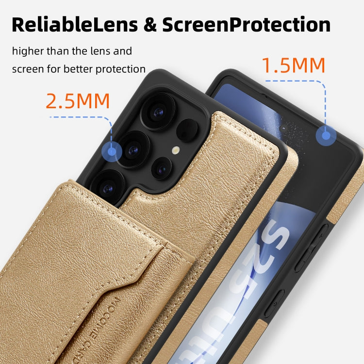 For Samsung Galaxy S25 Ultra 5G Shield Multi-functional MagSafe Card Bag Phone Case(Desert Gold) - Galaxy S25 Ultra 5G Cases by PMC TechLife | Online Shopping South Africa | PMC TechLife | Buy Now Pay Later Mobicred