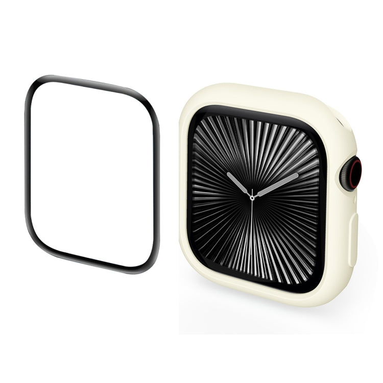 For Apple Watch Series 10 42mm ENKAY Hat-Prince 2 in 1 Candy Color TPU Watch Case with Full Coverage PMMA Soft Film(Beige) - free shipping - PMc TechLife - Order now!