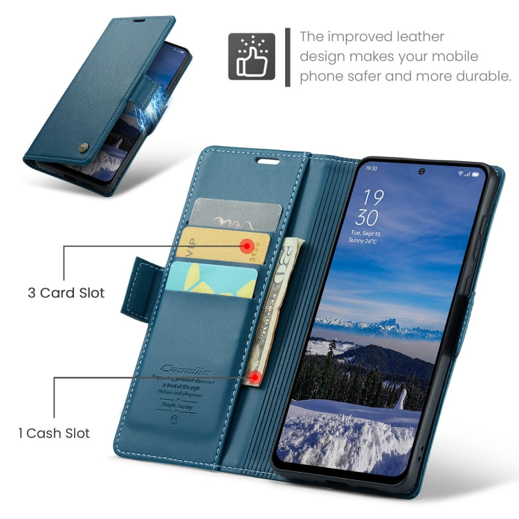 For OPPO Reno12 5G Global CaseMe 023 Butterfly Buckle Litchi Texture RFID Anti-theft Leather Phone Case(Blue) - Reno12 Cases by CaseMe | Online Shopping South Africa | PMC Jewellery | Buy Now Pay Later Mobicred