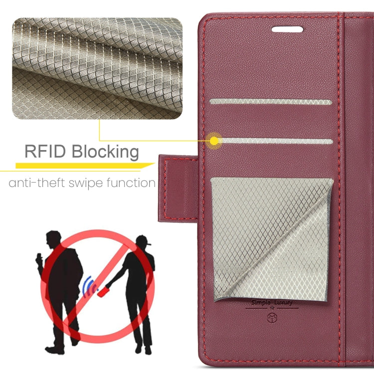 For OPPO Reno12 F /12 FS 5G CaseMe 023 Butterfly Buckle Litchi Texture RFID Anti-theft Leather Phone Case(Red) - Reno12 F Cases by CaseMe | Online Shopping South Africa | PMC Jewellery | Buy Now Pay Later Mobicred