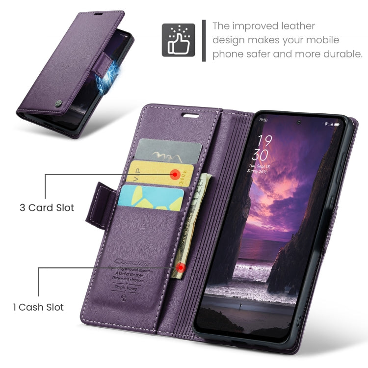 For OPPO Reno12 F /12 FS 5G CaseMe 023 Butterfly Buckle Litchi Texture RFID Anti-theft Leather Phone Case(Purple) - Reno12 F Cases by CaseMe | Online Shopping South Africa | PMC Jewellery | Buy Now Pay Later Mobicred