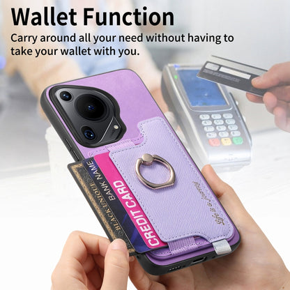 For Huawei Pura 70 Retro Magsafe Cross Leather Ring Holder Card Bag Phone Case(Purple) - Huawei Cases by PMC Jewellery | Online Shopping South Africa | PMC Jewellery | Buy Now Pay Later Mobicred