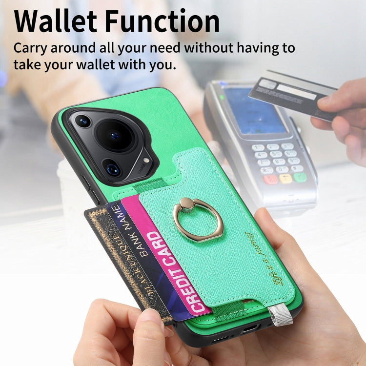 For Huawei Pura 70 Pro Retro Magsafe Cross Leather Ring Holder Card Bag Phone Case(Green) - free shipping - PMC Jewellery - Order now!