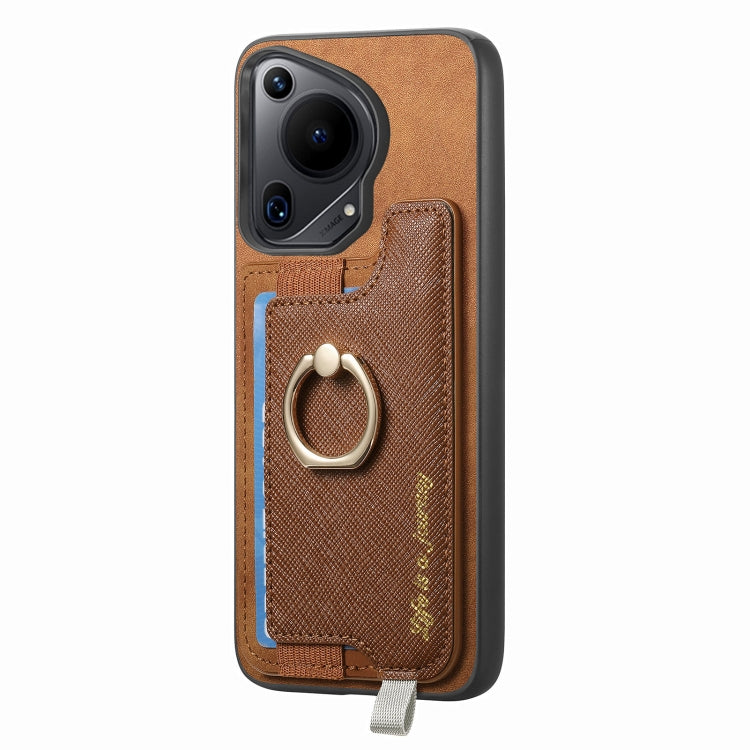 For Huawei Pura 70 Pro Retro Magsafe Cross Leather Ring Holder Card Bag Phone Case(Brown) - free shipping - PMC Jewellery - Order now!