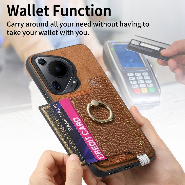 For Huawei Pura 70 Pro Retro Magsafe Cross Leather Ring Holder Card Bag Phone Case(Brown) - free shipping - PMC Jewellery - Order now!