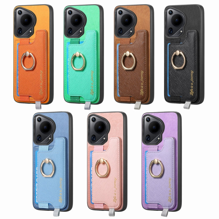 For Huawei Pura 70 Pro Retro Magsafe Cross Leather Ring Holder Card Bag Phone Case(Green) - free shipping - PMC Jewellery - Order now!