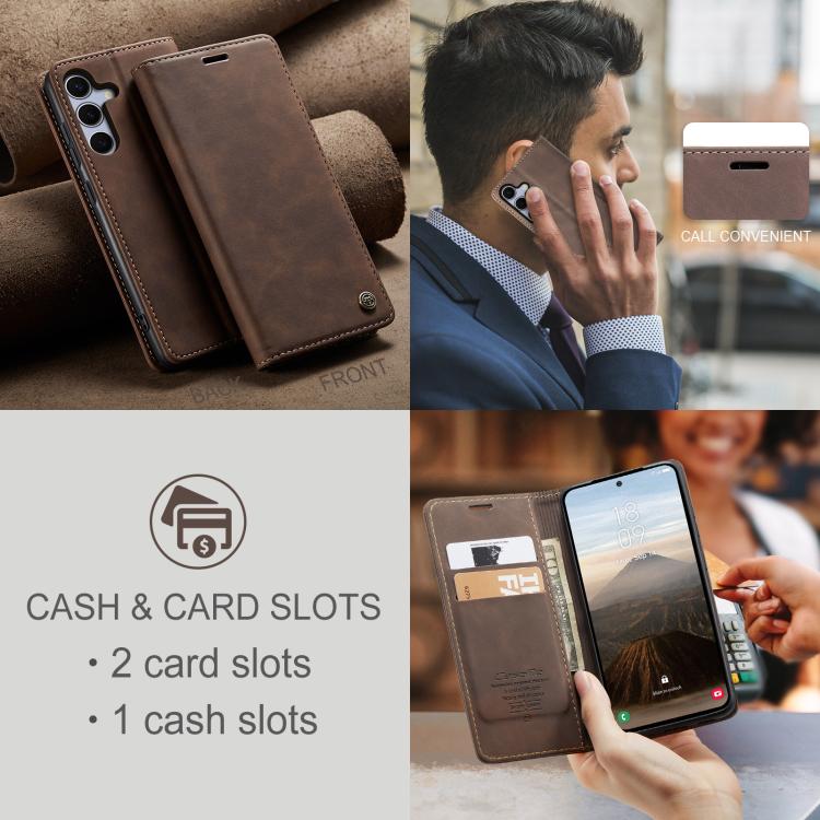 For Samsung Galaxy S25+ 5G CaseMe 013 Multifunctional Horizontal Flip Leather Phone Case(Coffee) - Galaxy S25+ 5G Cases by CaseMe | Online Shopping South Africa | PMC Jewellery | Buy Now Pay Later Mobicred