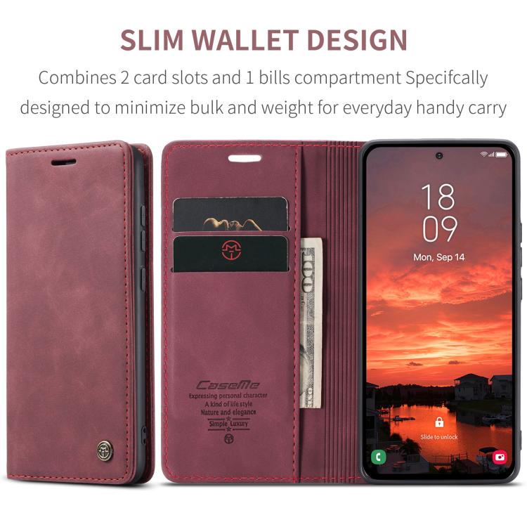For Samsung Galaxy S25 5G CaseMe 013 Multifunctional Horizontal Flip Leather Phone Case(Red) - free shipping - PMC Jewellery - Order now!