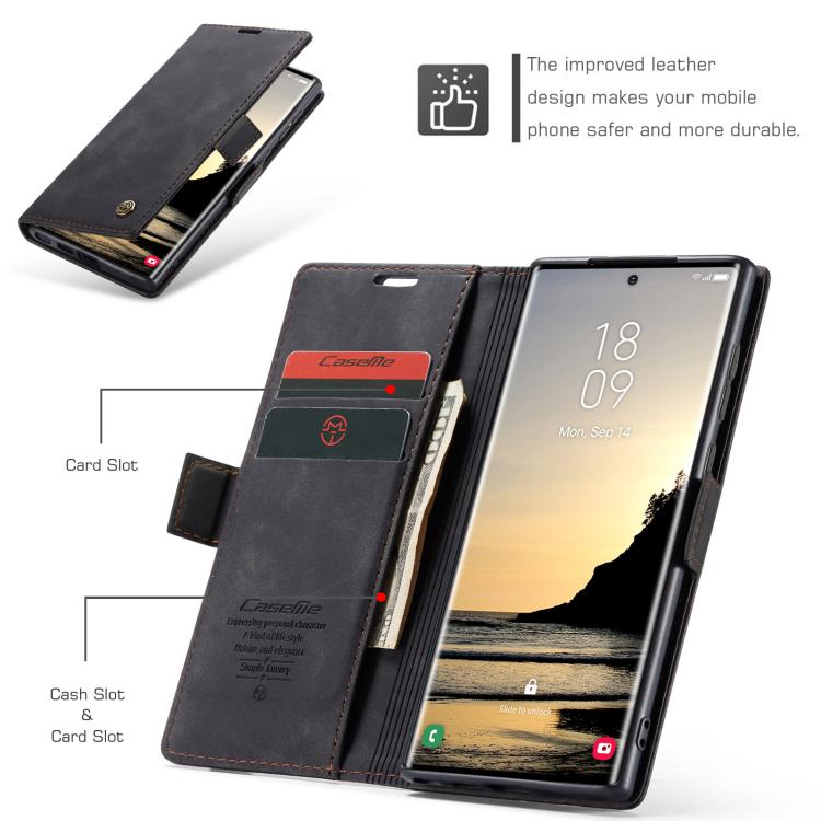 For Samsung Galaxy S25 Ultra 5G CaseMe 013 Multifunctional Horizontal Flip Leather Phone Case(Black) - free shipping - PMC Jewellery - Order now!