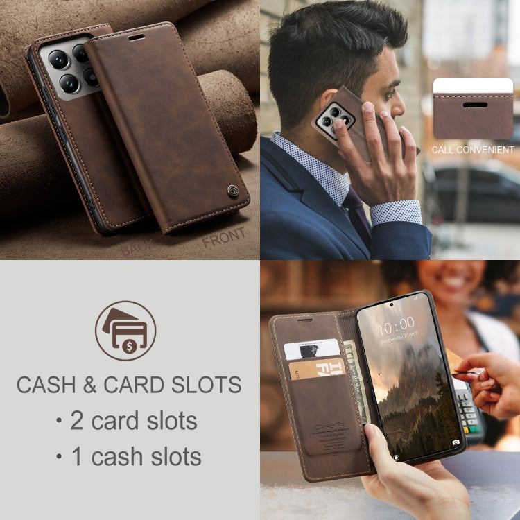 For Xiaomi 14T Pro CaseMe 013 Multifunctional Horizontal Flip Leather Phone Case(Coffee) - 14T Pro Cases by CaseMe | Online Shopping South Africa | PMC Jewellery | Buy Now Pay Later Mobicred