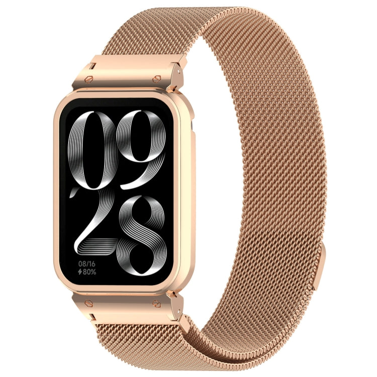 For Xiaomi Smart Band 9 Pro Metal Frame Integrated Milan Magnetic Stainless Steel Watch Band(Rose Gold) - free shipping - PMC TechLife - Order now!