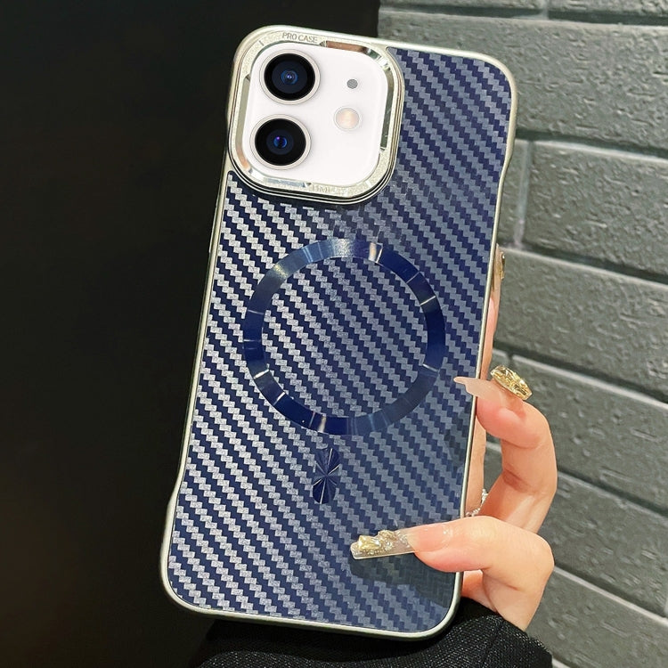 For iPhone 11 AG Carbon Fiber Frameless MagSafe Phone Case(Blue) - iPhone 11 Cases by PMc TechLife | Online Shopping South Africa | PMc TechLife | Buy Now Pay Later Mobicred
