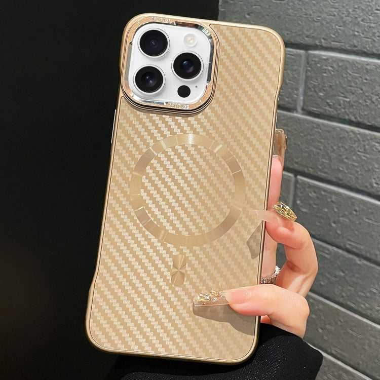 For iPhone 15 Pro Max AG Carbon Fiber Frameless MagSafe Phone Case(Gold) - iPhone 15 Pro Max Cases by PMc TechLife | Online Shopping South Africa | PMc TechLife | Buy Now Pay Later Mobicred