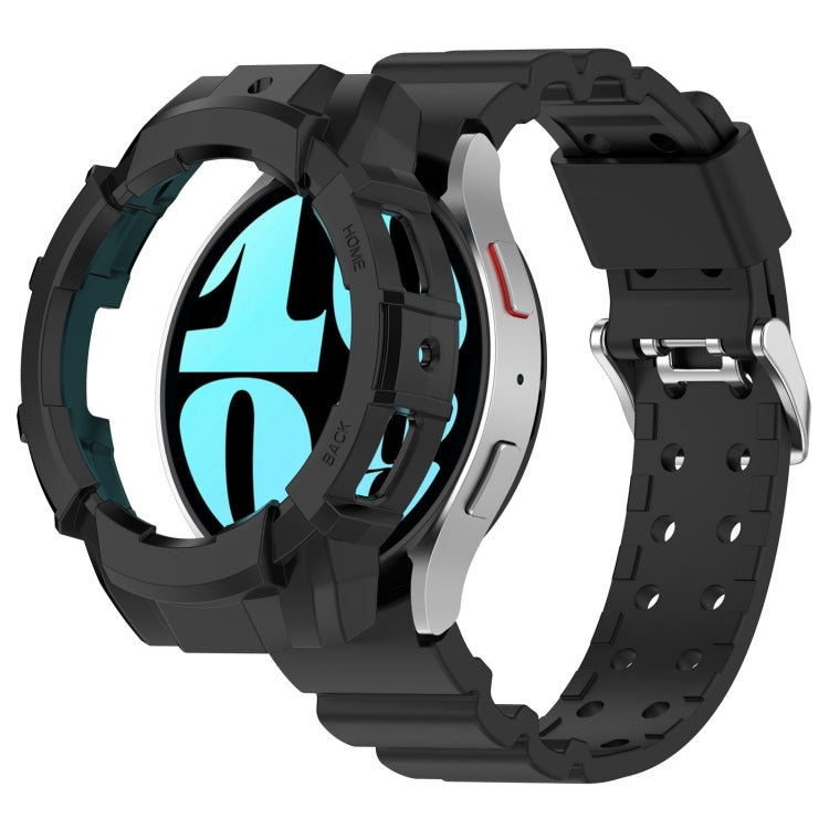 For Samsung Galaxy Watch 7 40mm Armor Silicone Watch Band with Watch Case Set(Black) - Watch Bands by PMC Jewellery | Online Shopping South Africa | PMC Jewellery | Buy Now Pay Later Mobicred