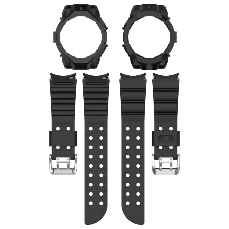 For Samsung Galaxy Watch 7 40mm Armor Silicone Watch Band with Watch Case Set(Black) - Watch Bands by PMC Jewellery | Online Shopping South Africa | PMC Jewellery | Buy Now Pay Later Mobicred