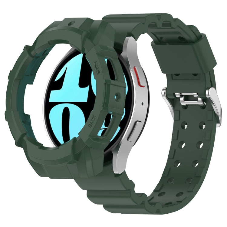 For Samsung Galaxy Watch 7 40mm Armor Silicone Watch Band with Watch Case Set(Green) - Watch Bands by PMC Jewellery | Online Shopping South Africa | PMC Jewellery | Buy Now Pay Later Mobicred