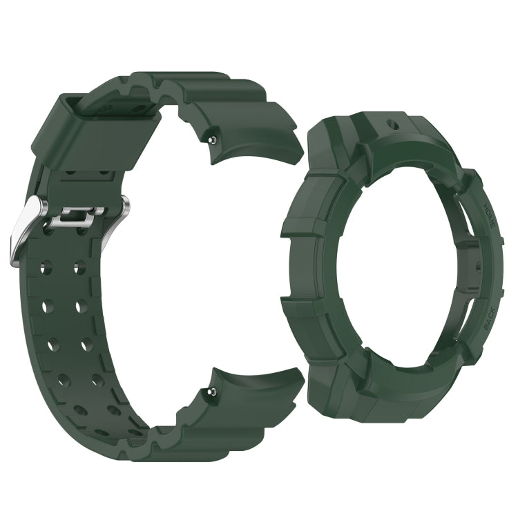For Samsung Galaxy Watch 7 40mm Armor Silicone Watch Band with Watch Case Set(Green) - Watch Bands by PMC Jewellery | Online Shopping South Africa | PMC Jewellery | Buy Now Pay Later Mobicred
