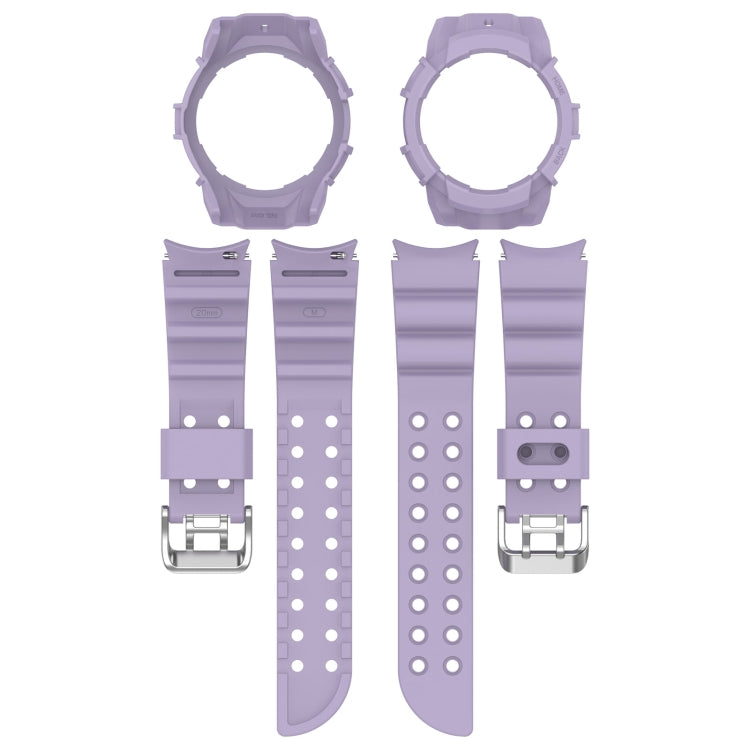 For Samsung Galaxy Watch 7 40mm Armor Silicone Watch Band with Watch Case Set(Purple) - Watch Bands by PMC Jewellery | Online Shopping South Africa | PMC Jewellery | Buy Now Pay Later Mobicred