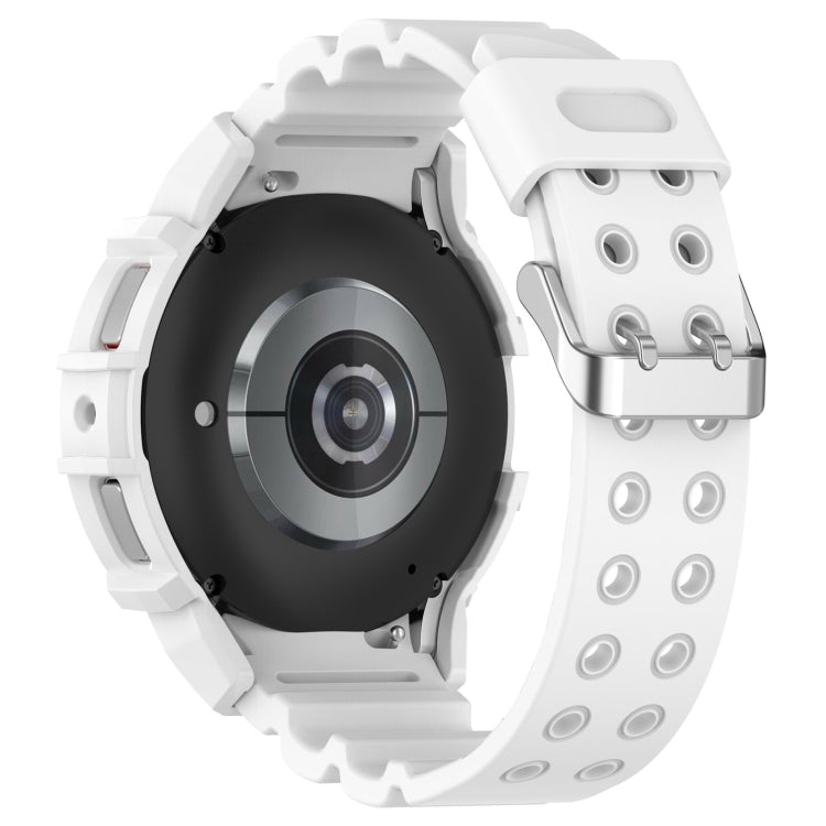 For Samsung Galaxy Watch 7 44mm Armor Silicone Watch Band with Watch Case Set(White) - Watch Bands by PMC Jewellery | Online Shopping South Africa | PMC Jewellery | Buy Now Pay Later Mobicred
