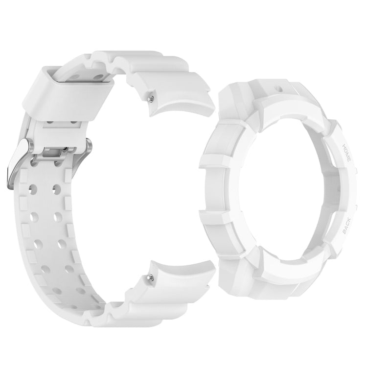 For Samsung Galaxy Watch 7 44mm Armor Silicone Watch Band with Watch Case Set(White) - Watch Bands by PMC Jewellery | Online Shopping South Africa | PMC Jewellery | Buy Now Pay Later Mobicred