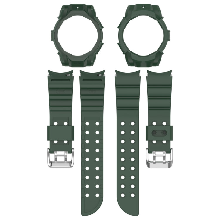 For Samsung Galaxy Watch 7 44mm Armor Silicone Watch Band with Watch Case Set(Green) - Watch Bands by PMC Jewellery | Online Shopping South Africa | PMC Jewellery | Buy Now Pay Later Mobicred