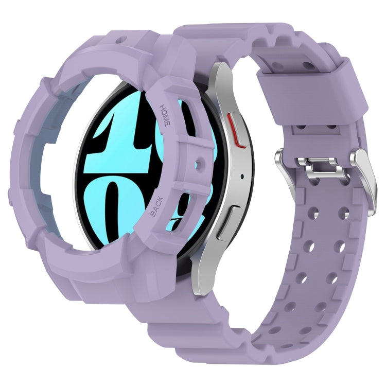 For Samsung Galaxy Watch 7 44mm Armor Silicone Watch Band with Watch Case Set(Purple) - Watch Bands by PMC Jewellery | Online Shopping South Africa | PMC Jewellery | Buy Now Pay Later Mobicred