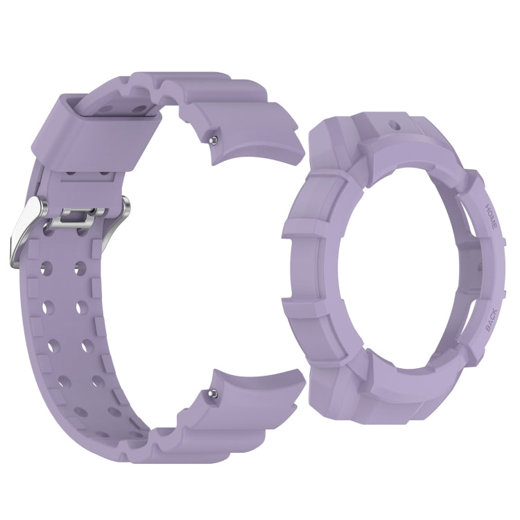 For Samsung Galaxy Watch 7 44mm Armor Silicone Watch Band with Watch Case Set(Purple) - Watch Bands by PMC Jewellery | Online Shopping South Africa | PMC Jewellery | Buy Now Pay Later Mobicred