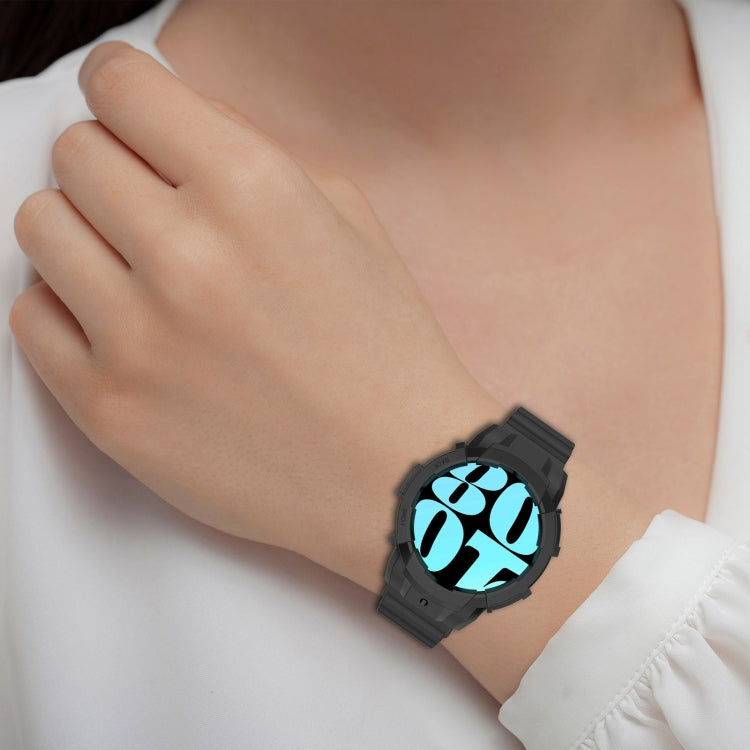 For Samsung Galaxy Watch 7 40mm Armor Silicone Watch Band with Watch Case Set(Black) - Watch Bands by PMC Jewellery | Online Shopping South Africa | PMC Jewellery | Buy Now Pay Later Mobicred