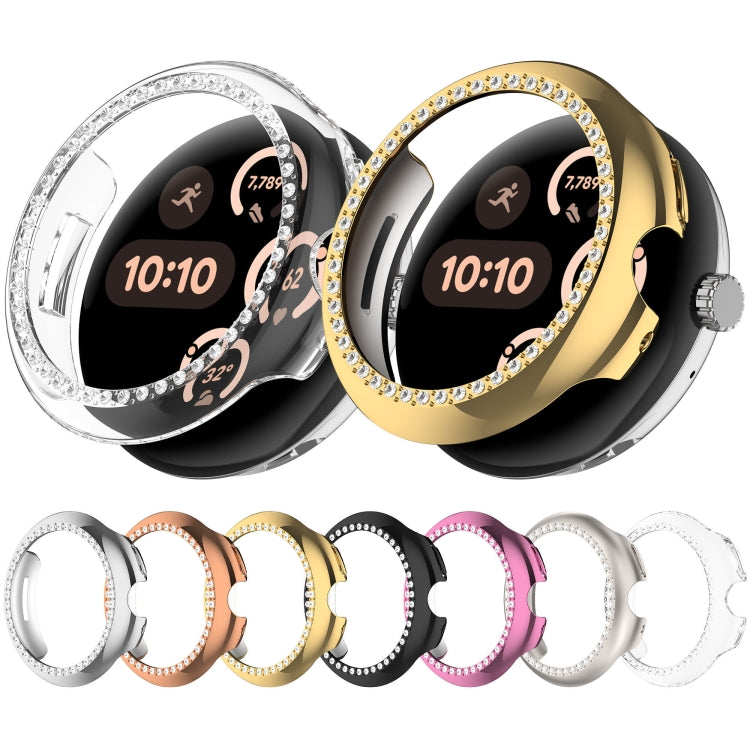 For Google Pixel Watch Diamond Electroplated PC Half Coverage Watch Protective Case(Transparent Color) - Watch Cases by PMC TechLife | Online Shopping South Africa | PMC TechLife | Buy Now Pay Later Mobicred